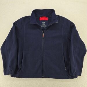 LL Bean‎ Fleece Jacket Womens 2X REG Blue Full Zip Long Sleeve Pockets